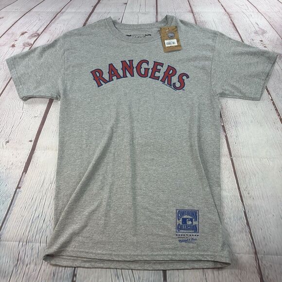 Texas Rangers Mitchell & Ness Cooperstown Collection Gray T-Shirt M New - Picture 1 of 10